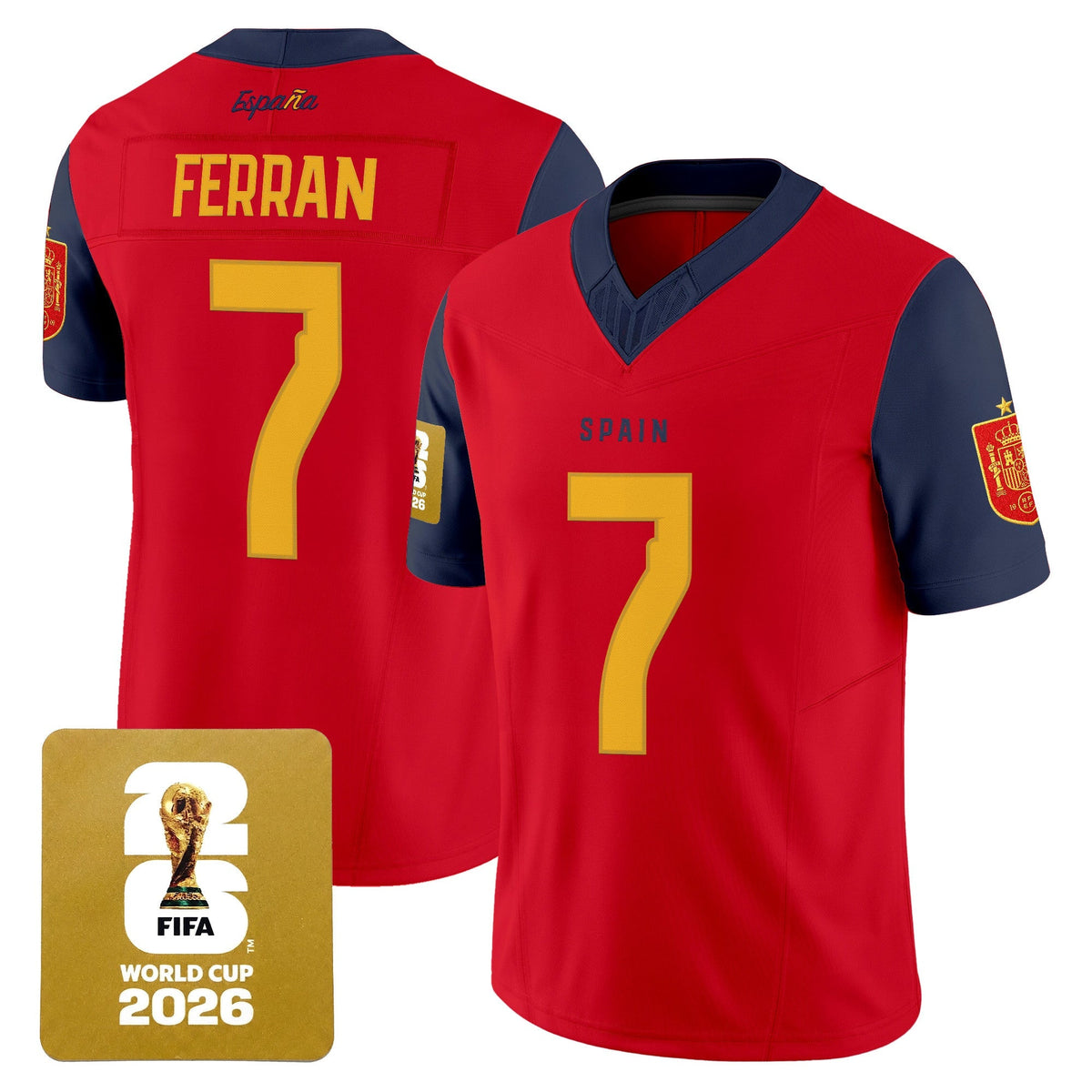 Spain 2026 World Cup Vapor Football Jersey - Stitched