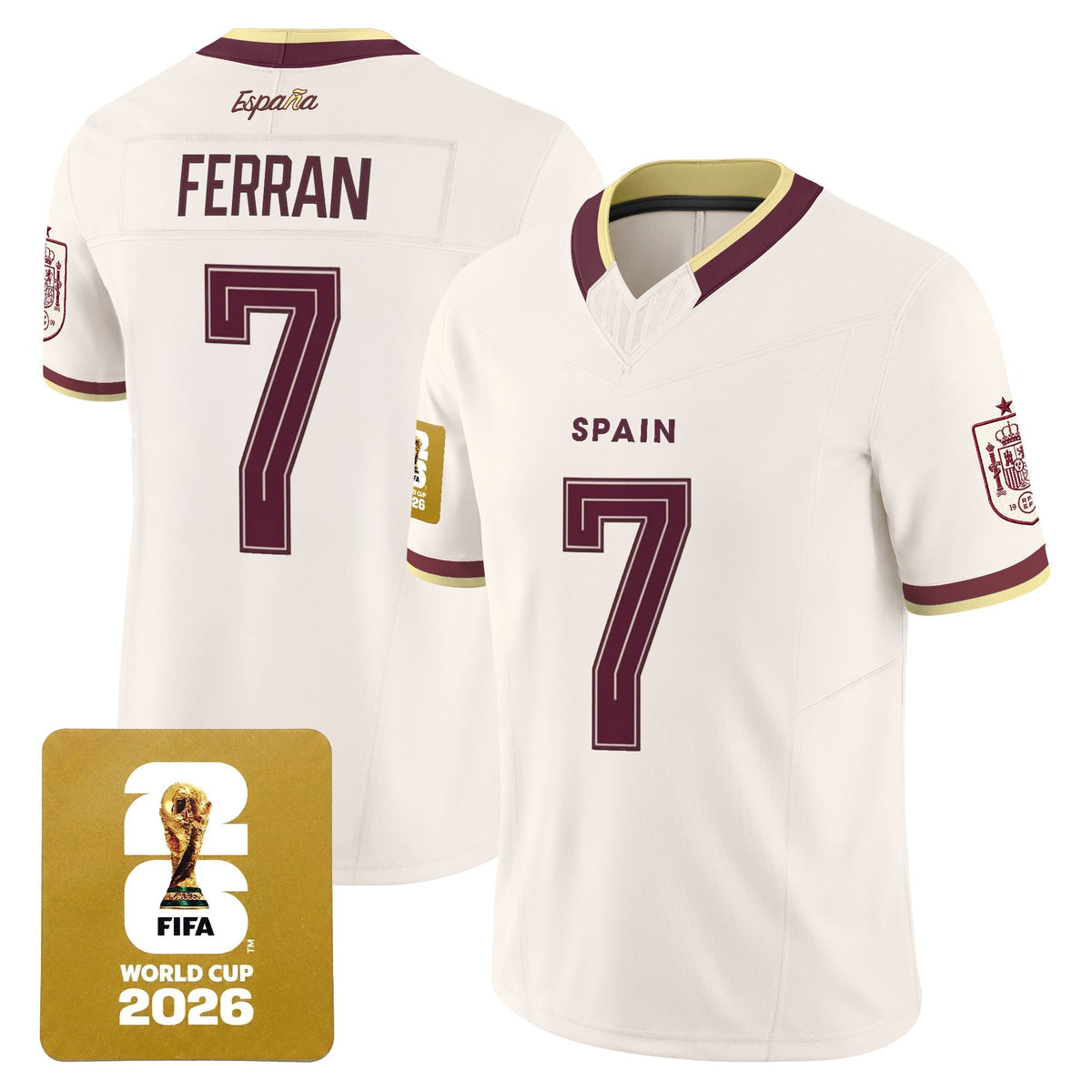 Spain 2026 World Cup Vapor Football Jersey - Stitched