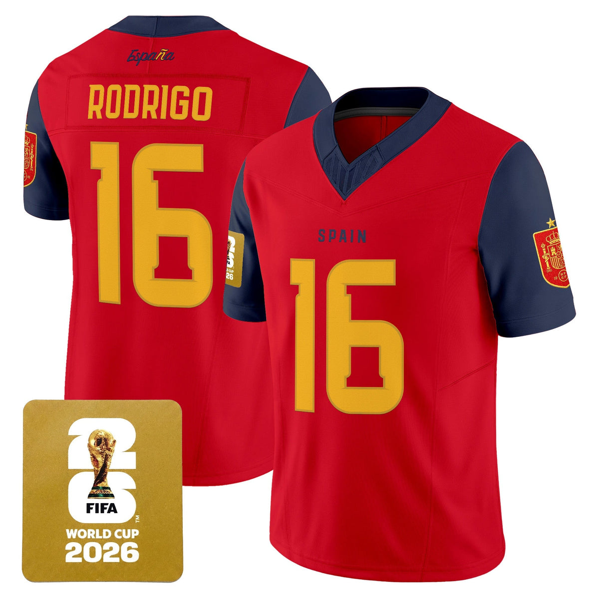 Spain 2026 World Cup Vapor Football Jersey - Stitched