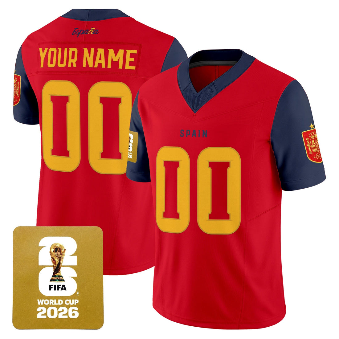 Spain 2026 World Cup Vapor Football Custom Jersey - Stitched-Cuztomshoes