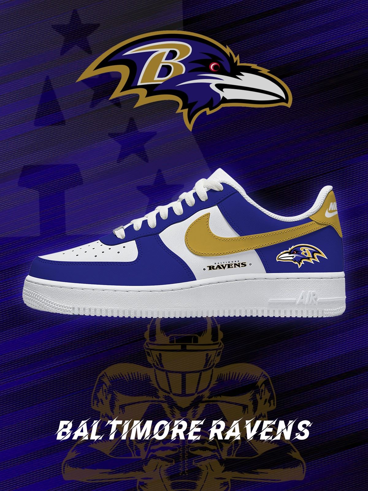 Baltimore Custom Low-top Sneakers For Football Fans