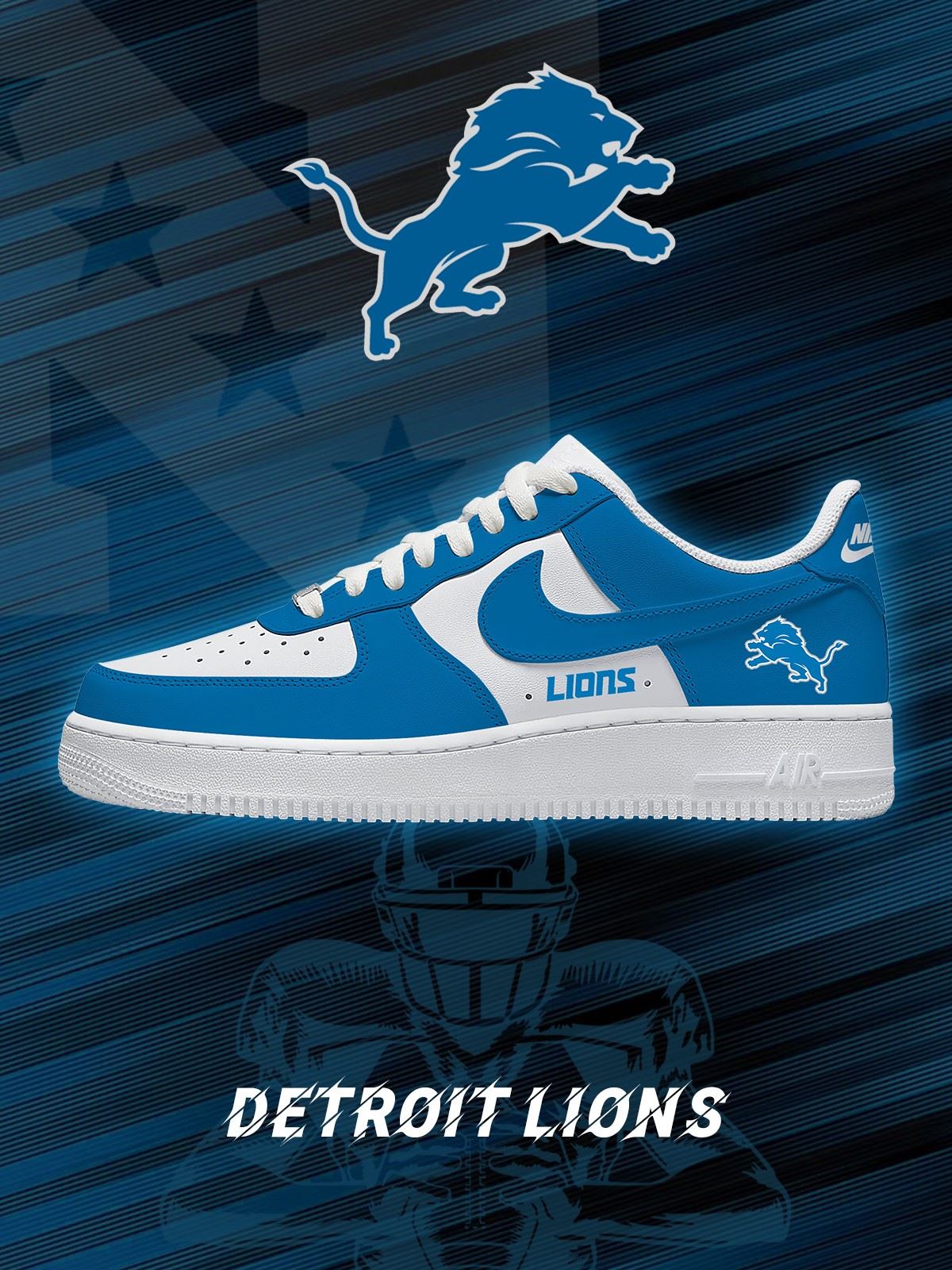 Detroit Custom Low-top Sneakers For Football Fans
