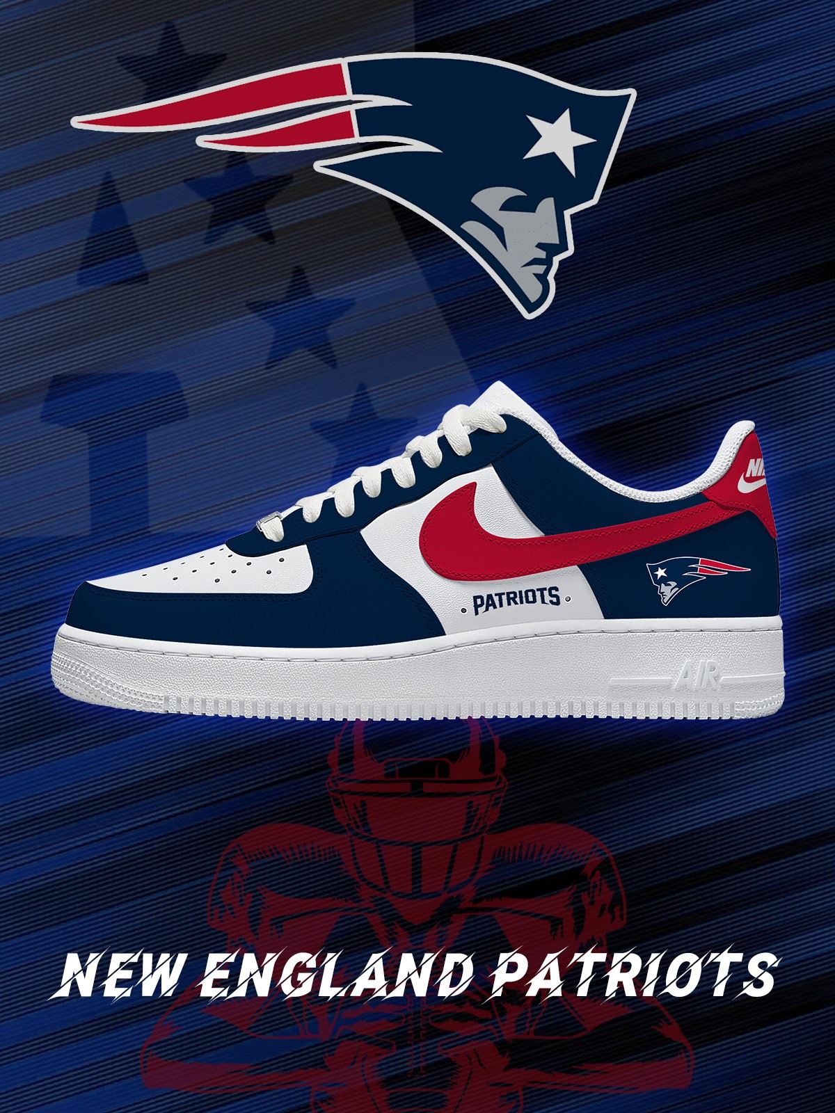 New England Custom Low-top Sneakers For Football Fans