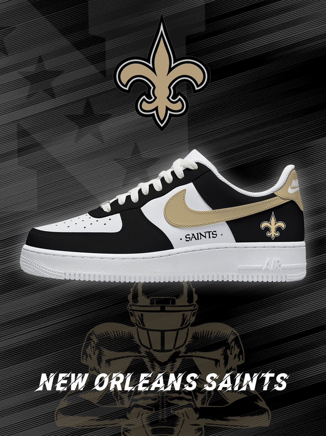 New Orleans Custom Low-top Sneakers For Football Fans-Cuztomshoes