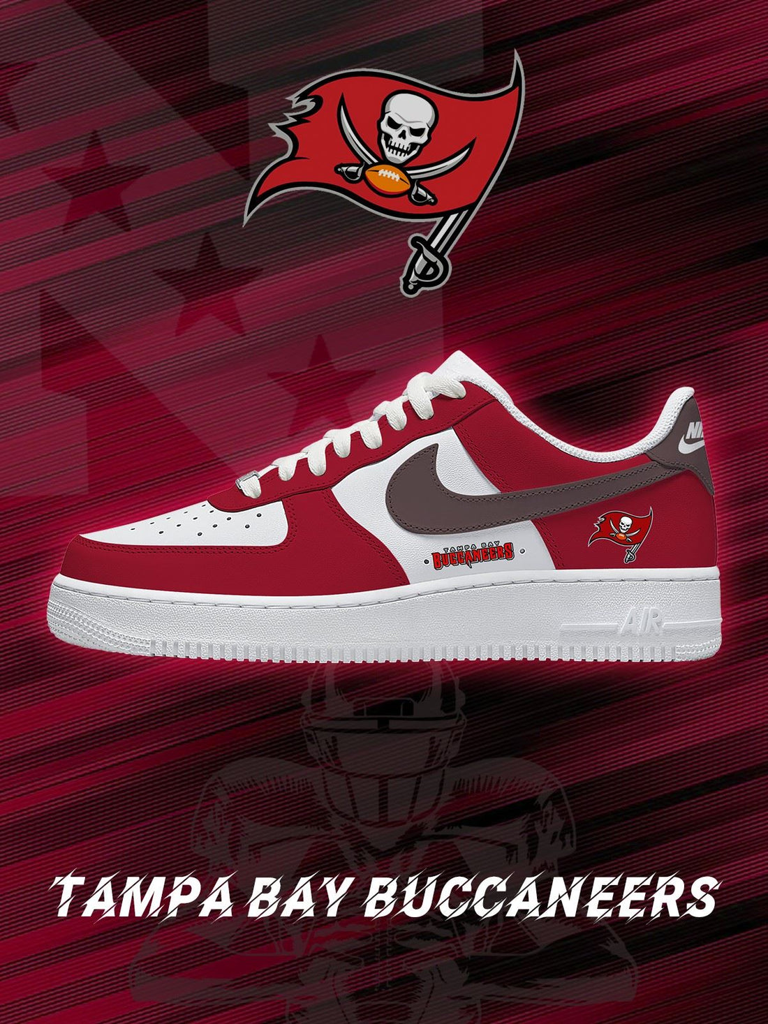 Tampa Bay Custom Low-top Sneakers For Football Fans-Cuztomshoes