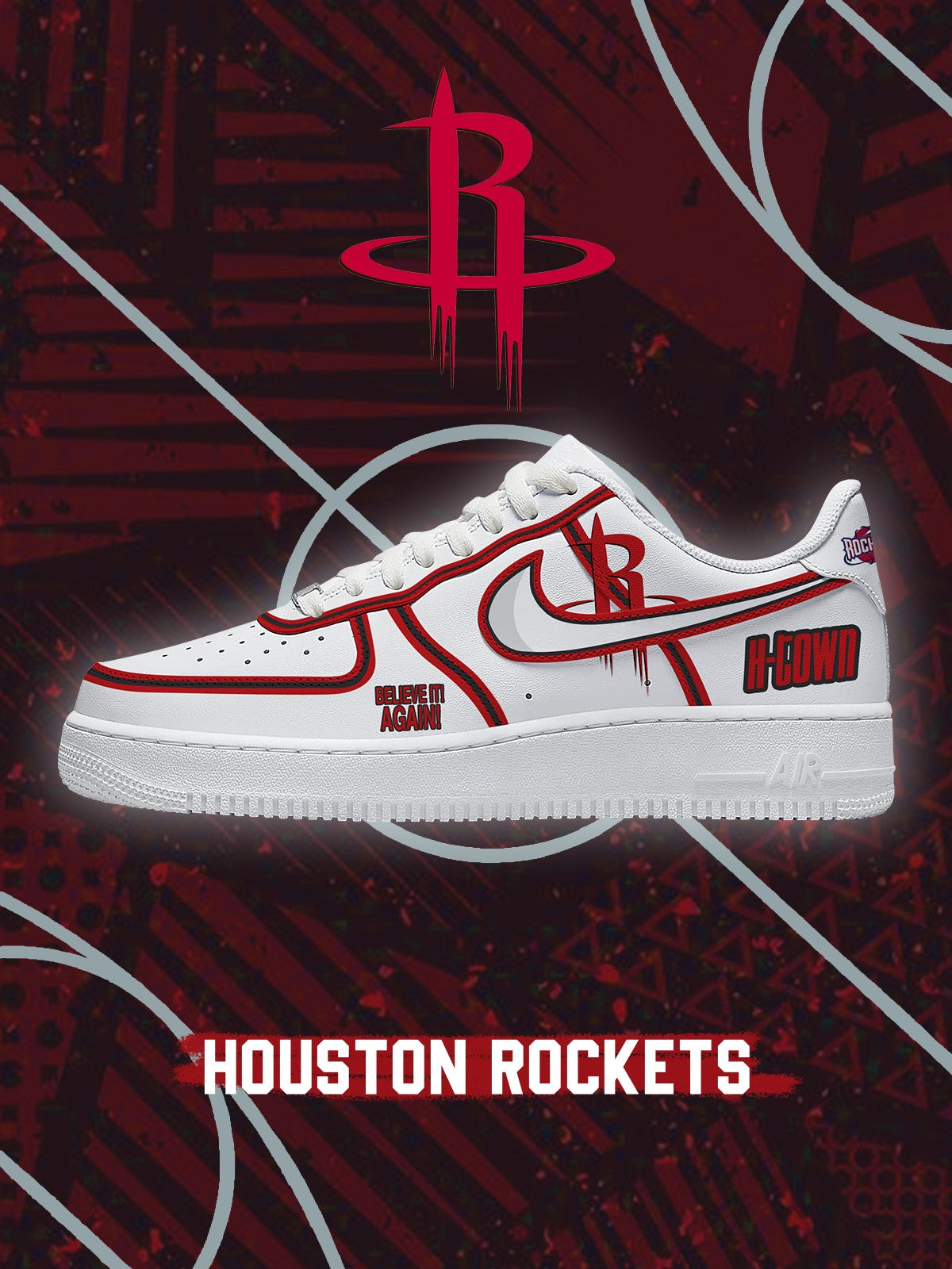 Houston Basketball V.2 Custom Low-top Sneakers For Fans-Cuztomshoes