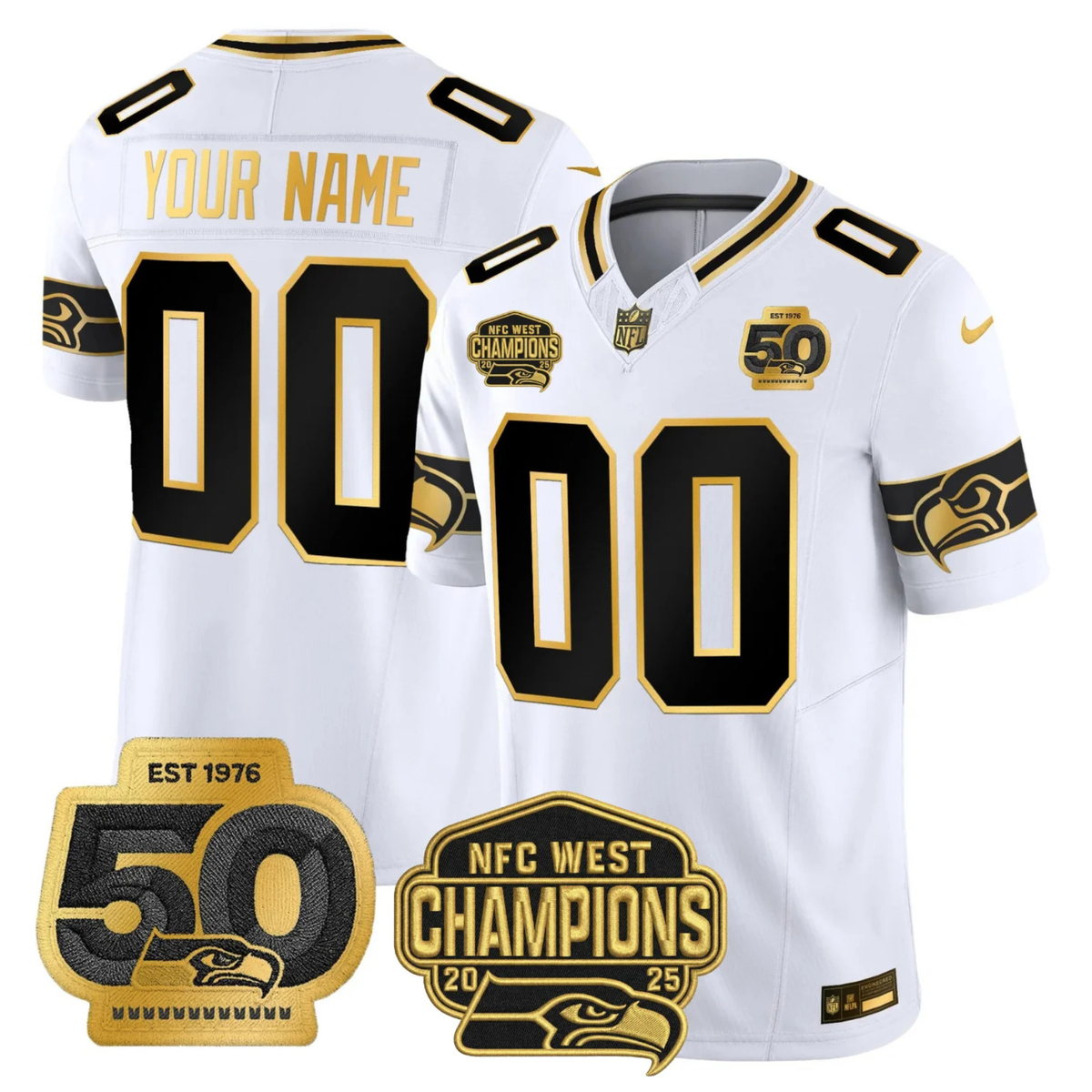 Seattle Mariners 50th & NFC West Champions Patch Patch Gold Vapor Limited Custom Jersey