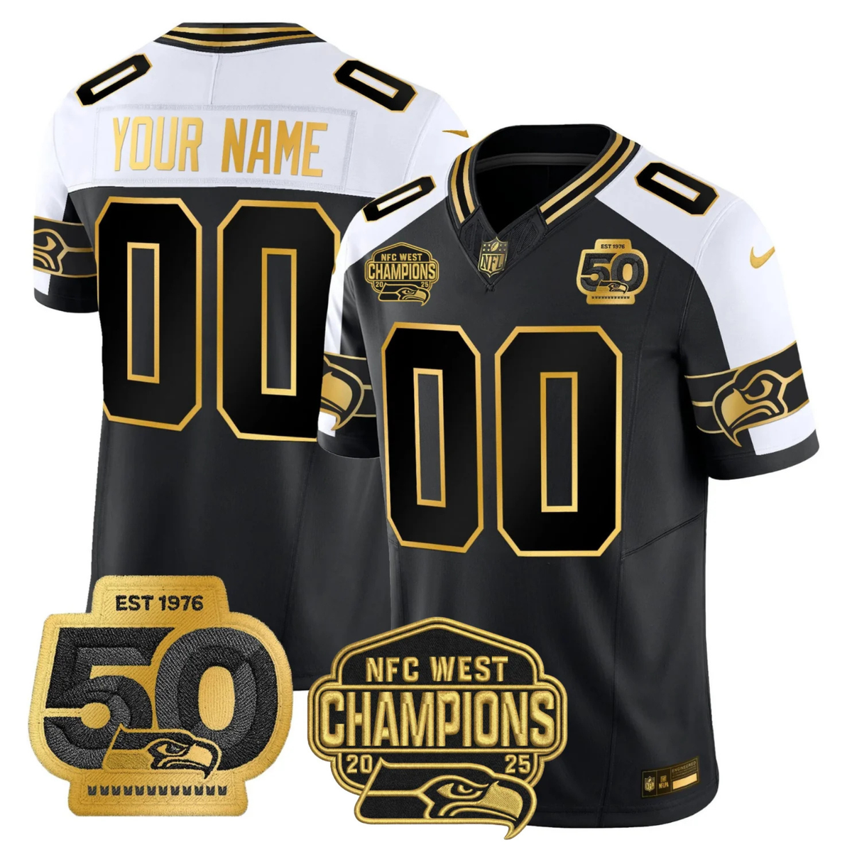 Seattle Mariners 50th & NFC West Champions Patch Patch Gold Vapor Limited Custom Jersey