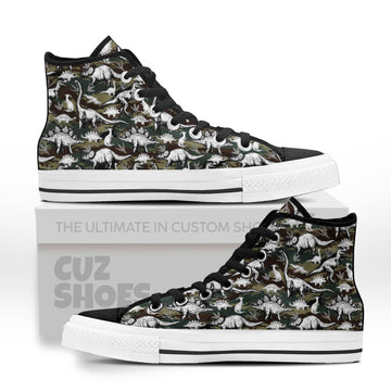 Dinosaur Camo High Top Sneakers Custom Shoes PT3006-Cuztomshoes