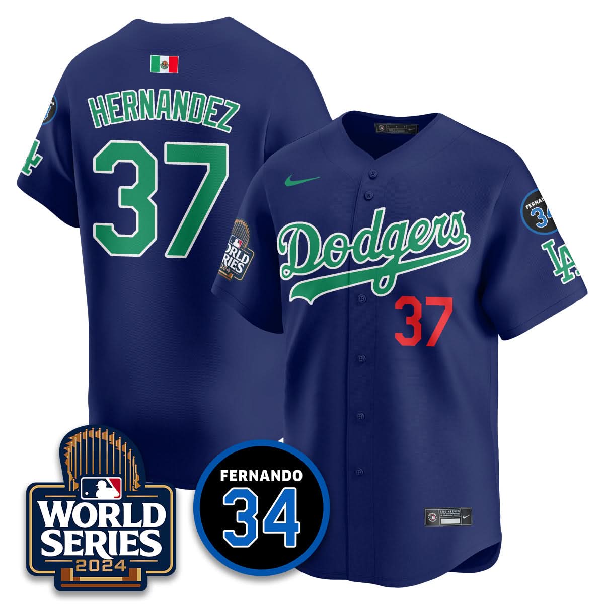 Los Angeles Dodgers Mexico World Series Jersey - Stitched