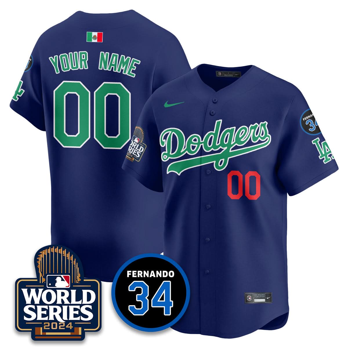Los Angeles Dodgers Mexico World Series Custom Jersey - Stitched