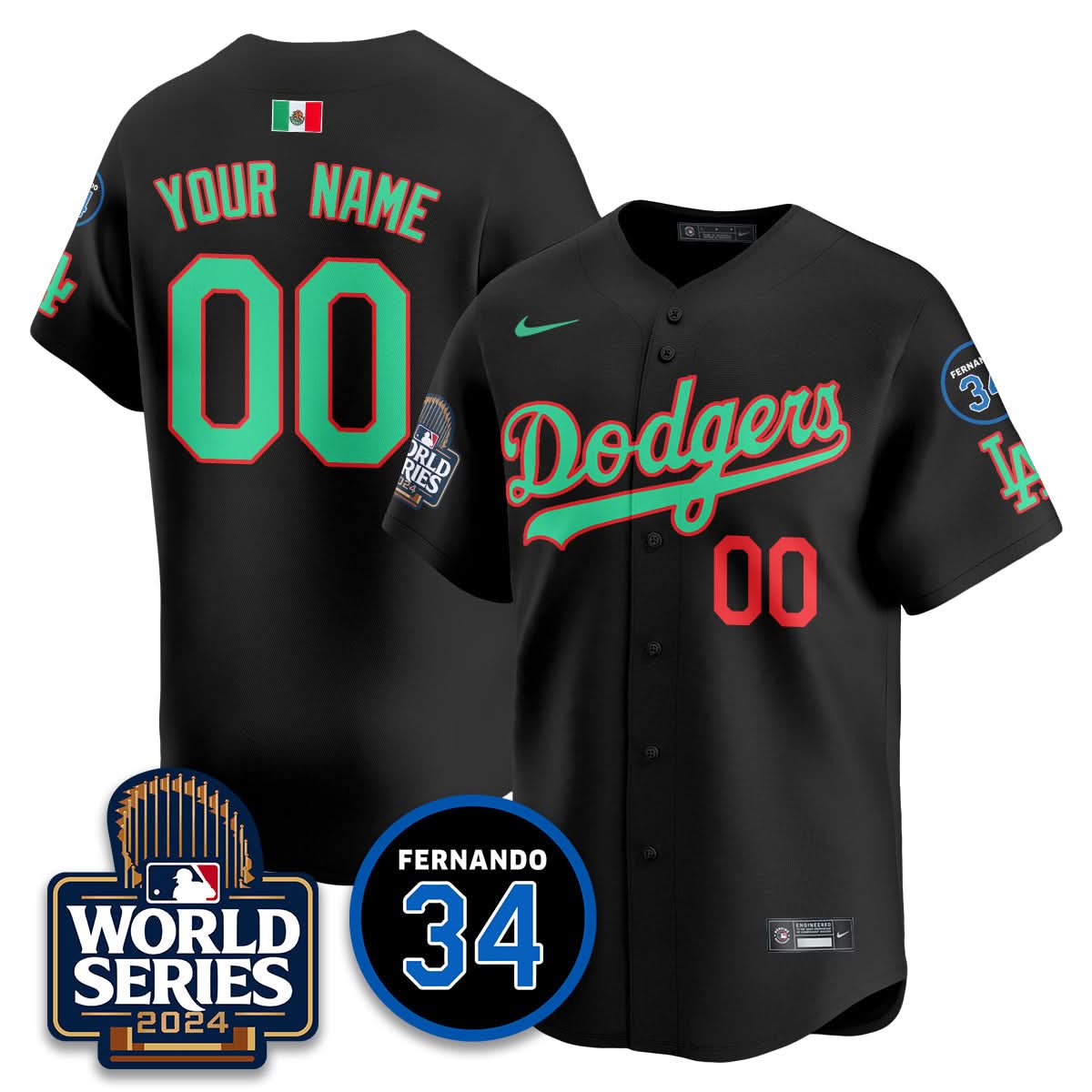 Los Angeles Dodgers Mexico World Series Custom Jersey - Stitched