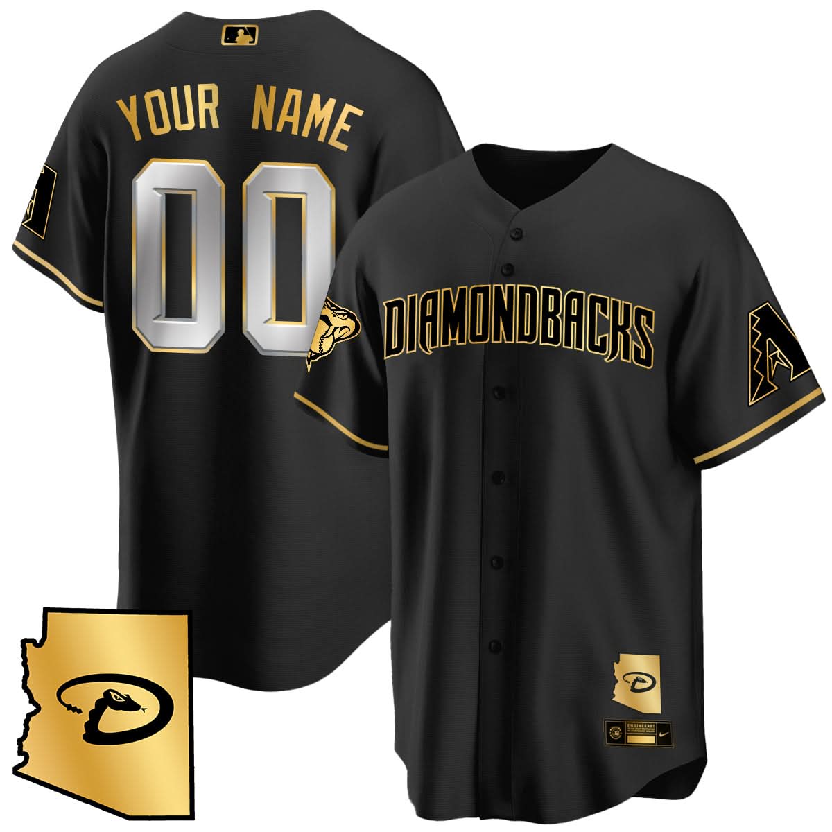 Arizona Diamondbacks Black Alternate Limited Custom Jersey - Stitched