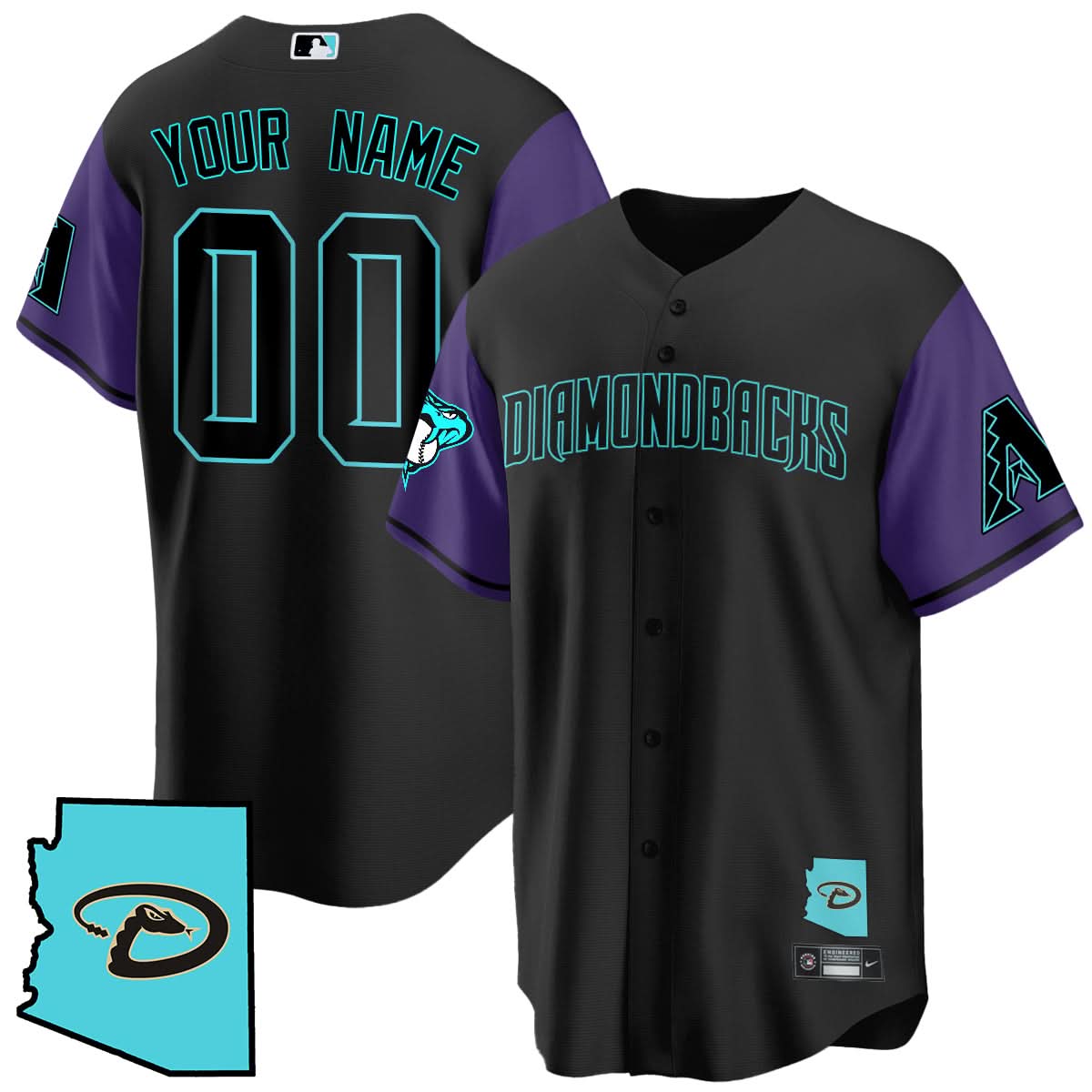 Arizona Diamondbacks Black Alternate Limited Custom Jersey - Stitched