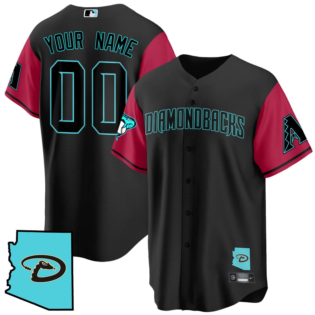 Arizona Diamondbacks Black Alternate Limited Custom Jersey - Stitched