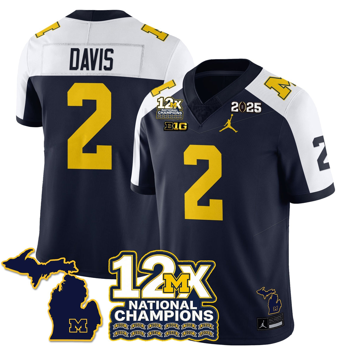 Michigan Wolverines 12x-Time National Champions Vapor Limited Football Jersey-Cuztomshoes