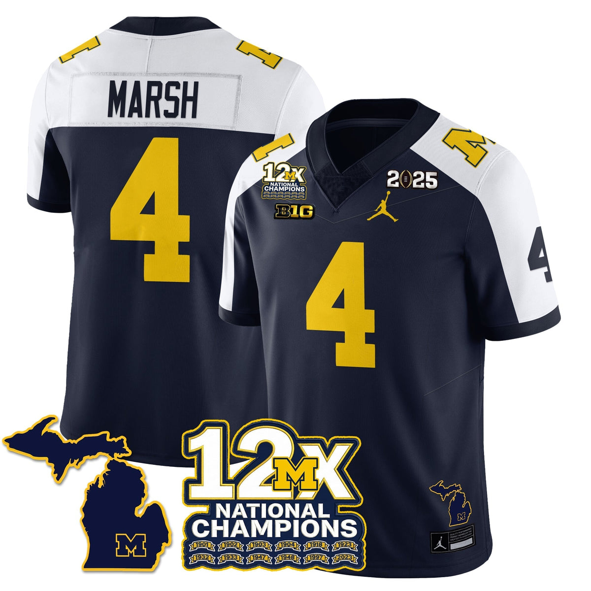 Michigan Wolverines 12x-Time National Champions Vapor Limited Football Jersey-Cuztomshoes