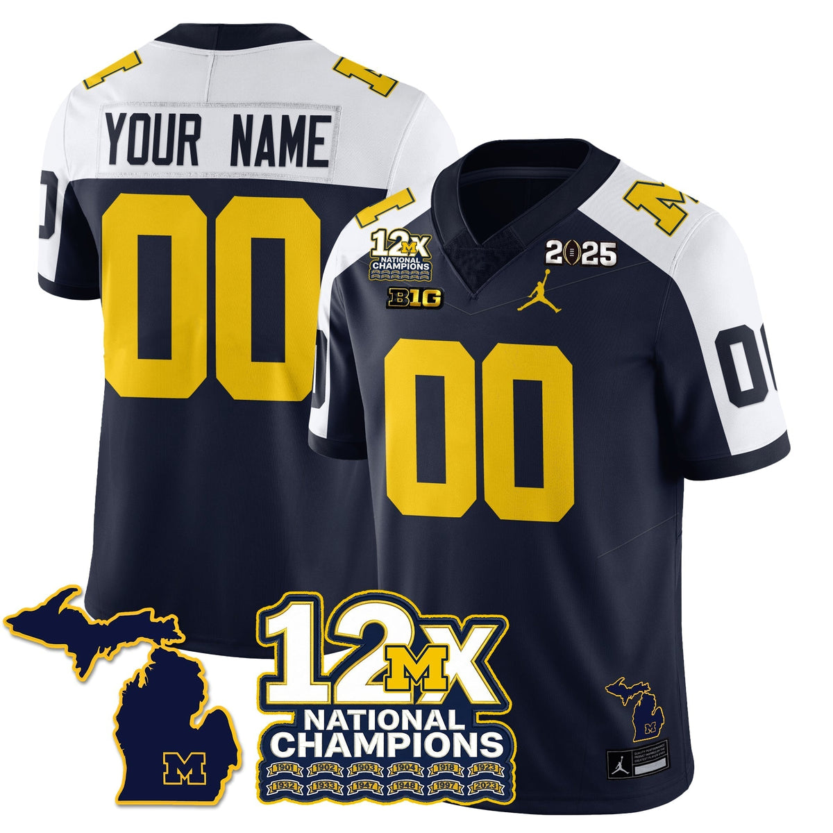 Michigan Wolverines 12x-Time National Champions Vapor Limited Football Jersey-Cuztomshoes