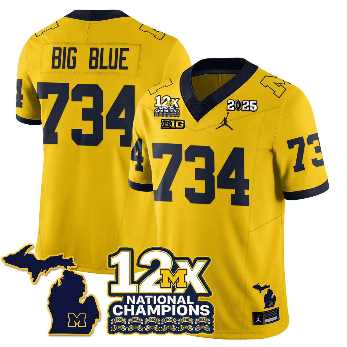 Michigan Wolverines 12x-Time National Champions Vapor Limited Football Jersey-Cuztomshoes