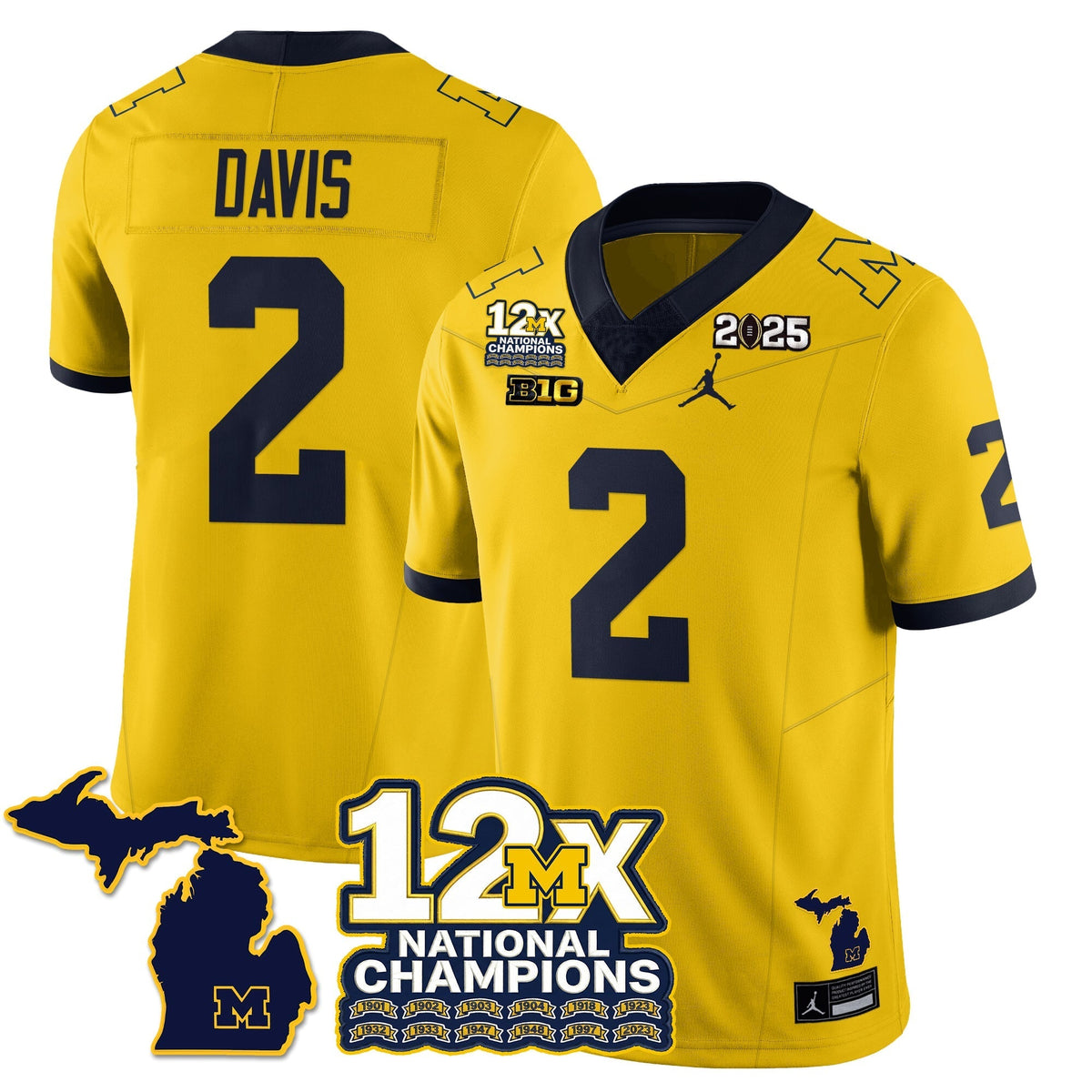 Michigan Wolverines 12x-Time National Champions Vapor Limited Football Jersey-Cuztomshoes