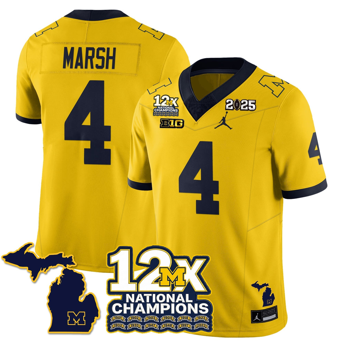 Michigan Wolverines 12x-Time National Champions Vapor Limited Football Jersey-Cuztomshoes