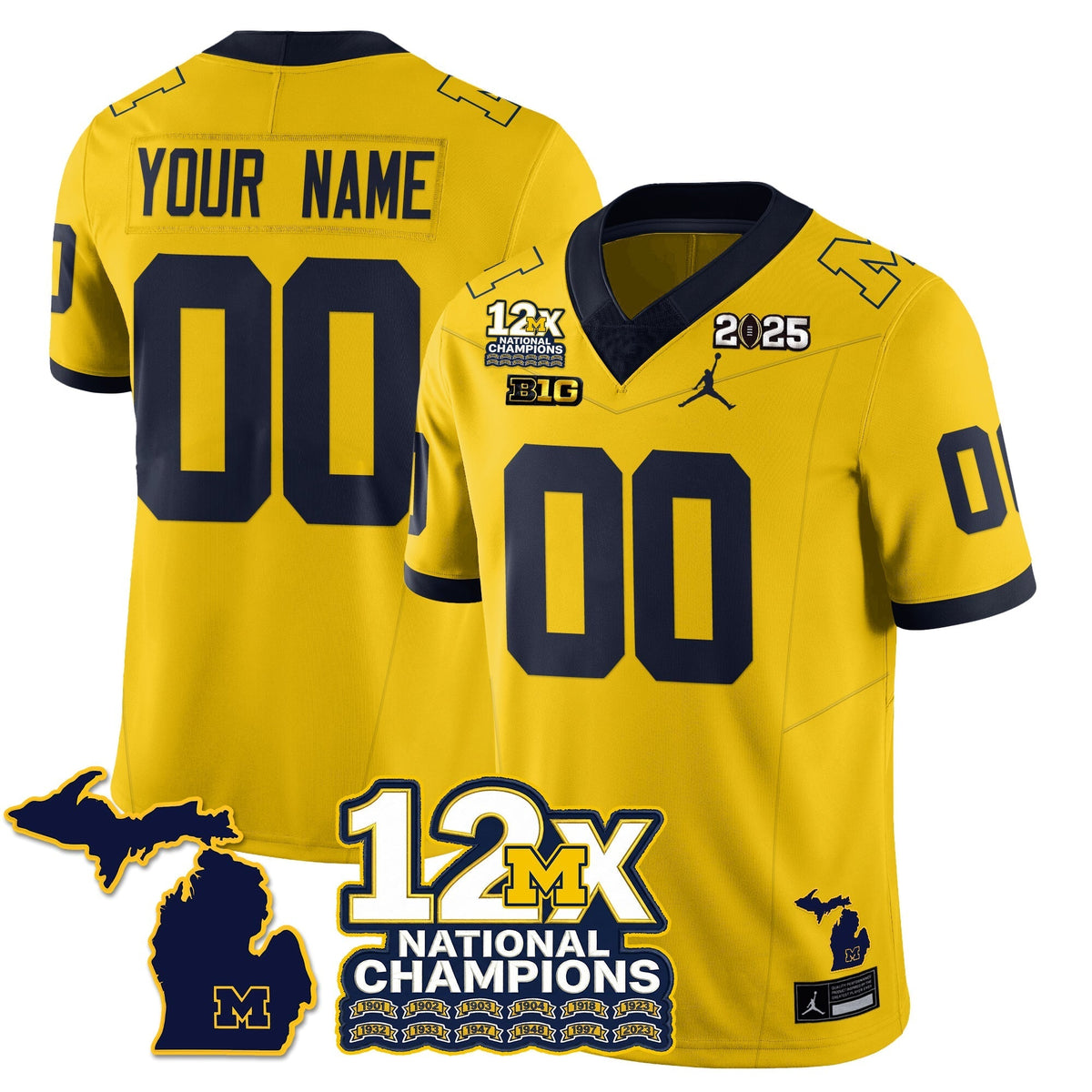Custom MICH 12x-Time National Champions Vapor Limited Football Jersey-Cuztomshoes