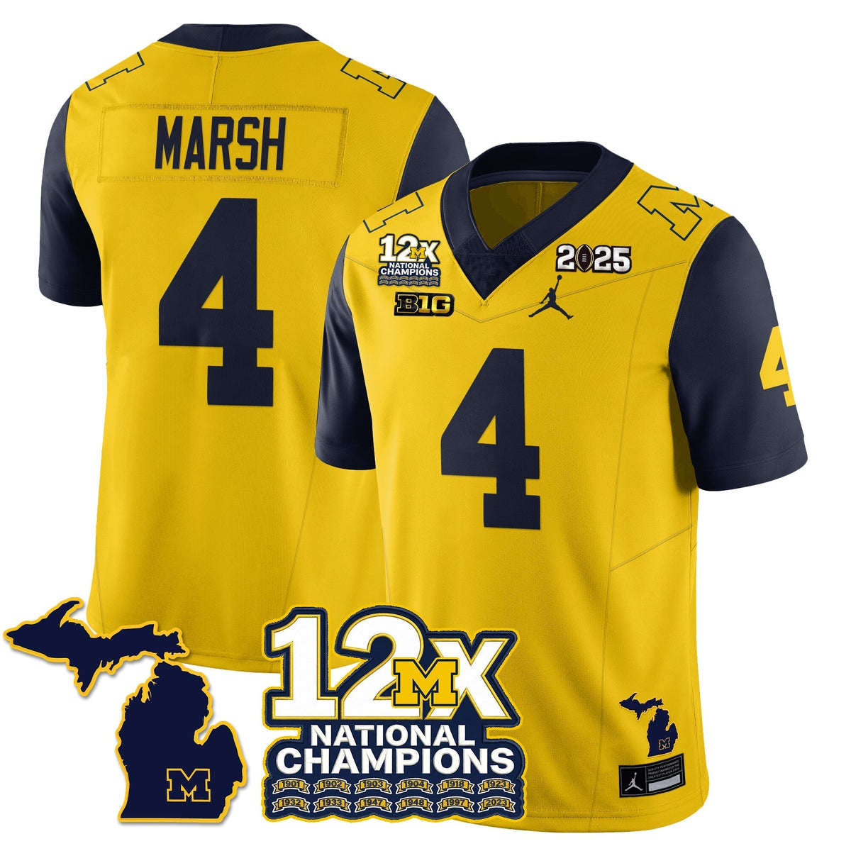 Michigan Wolverines 12x-Time National Champions Vapor Limited Football Jersey-Cuztomshoes