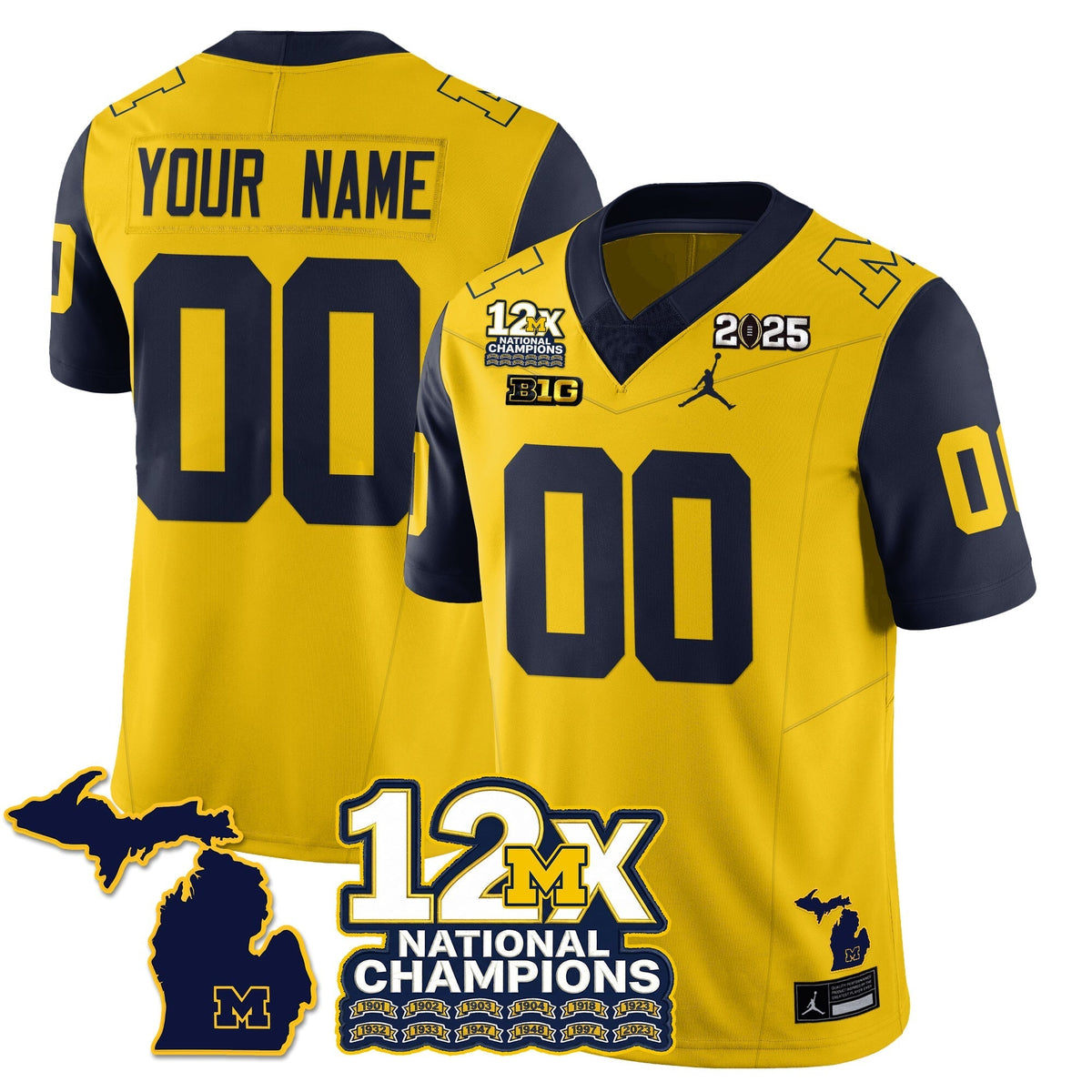 Custom MICH 12x-Time National Champions Vapor Limited Football Jersey-Cuztomshoes