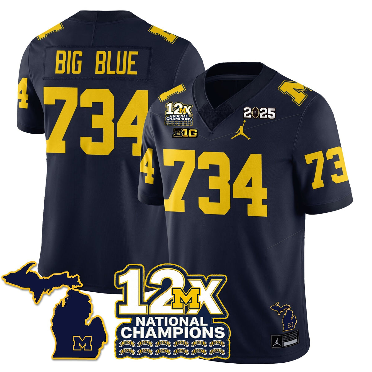 Michigan Wolverines 12x-Time National Champions Vapor Limited Football Jersey-Cuztomshoes