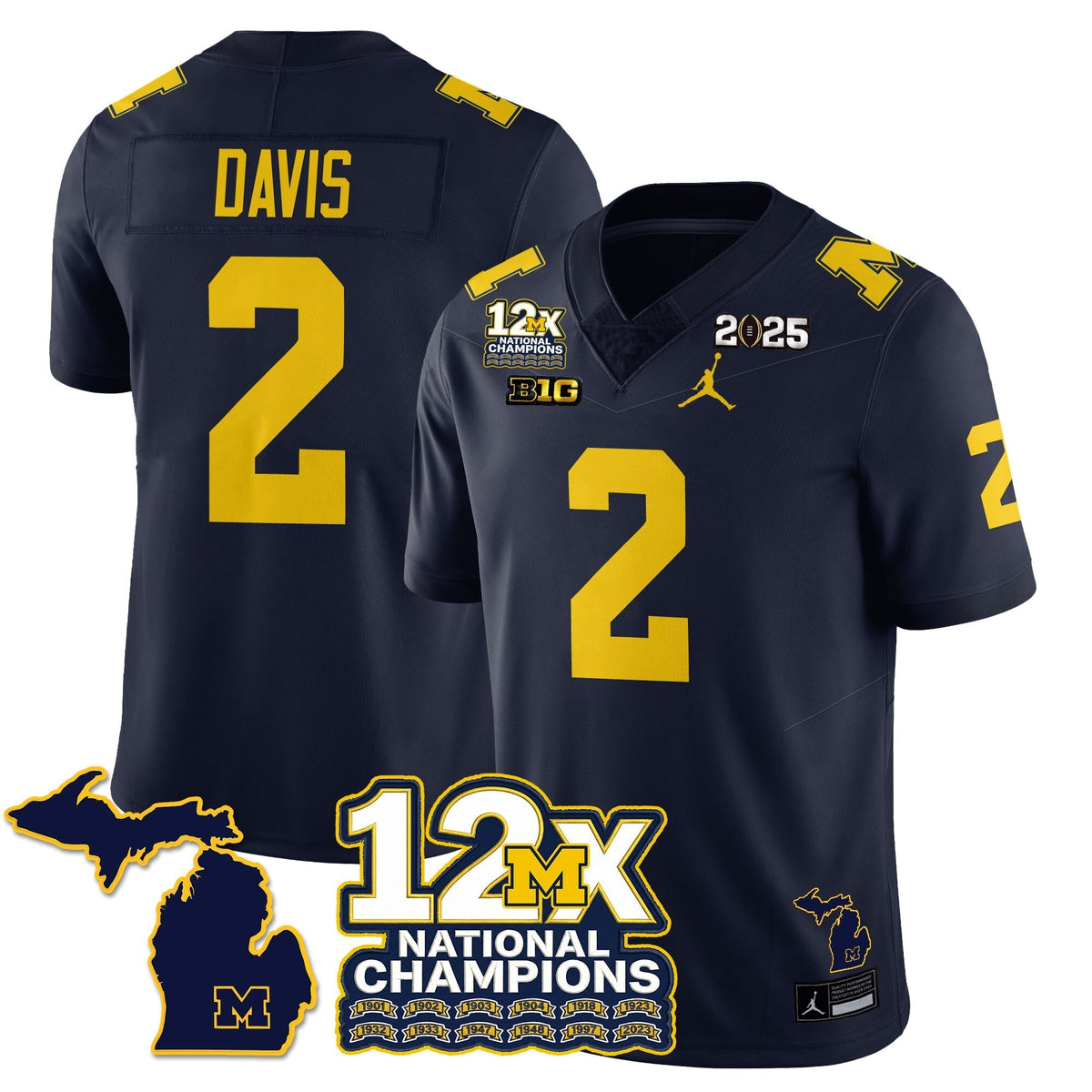 Michigan Wolverines 12x-Time National Champions Vapor Limited Football Jersey-Cuztomshoes