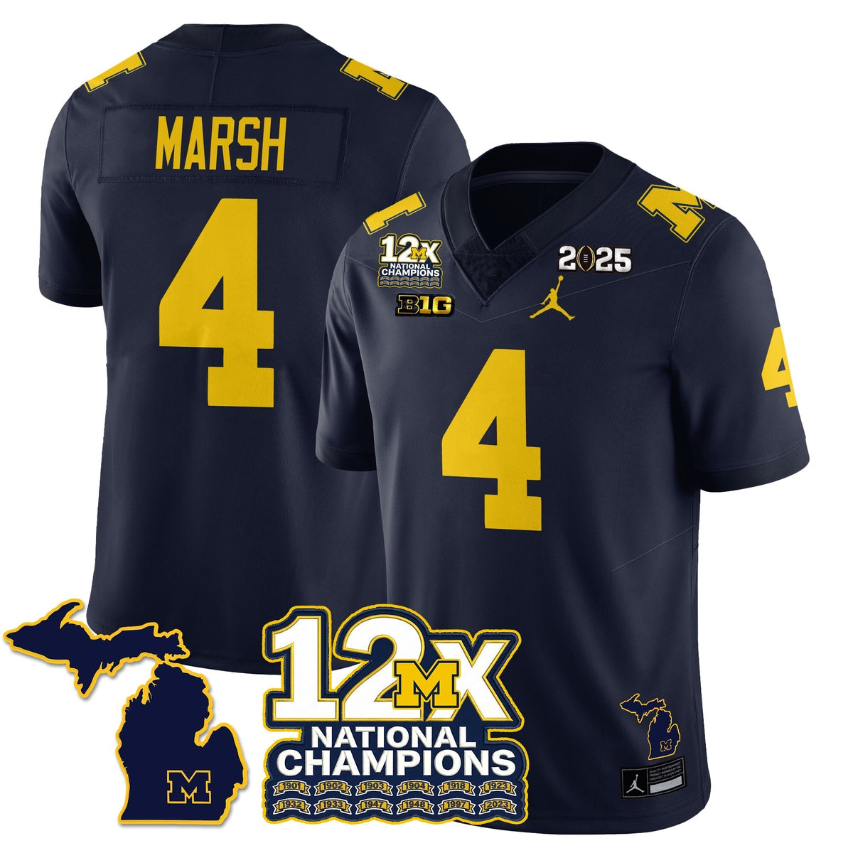 Michigan Wolverines 12x-Time National Champions Vapor Limited Football Jersey-Cuztomshoes