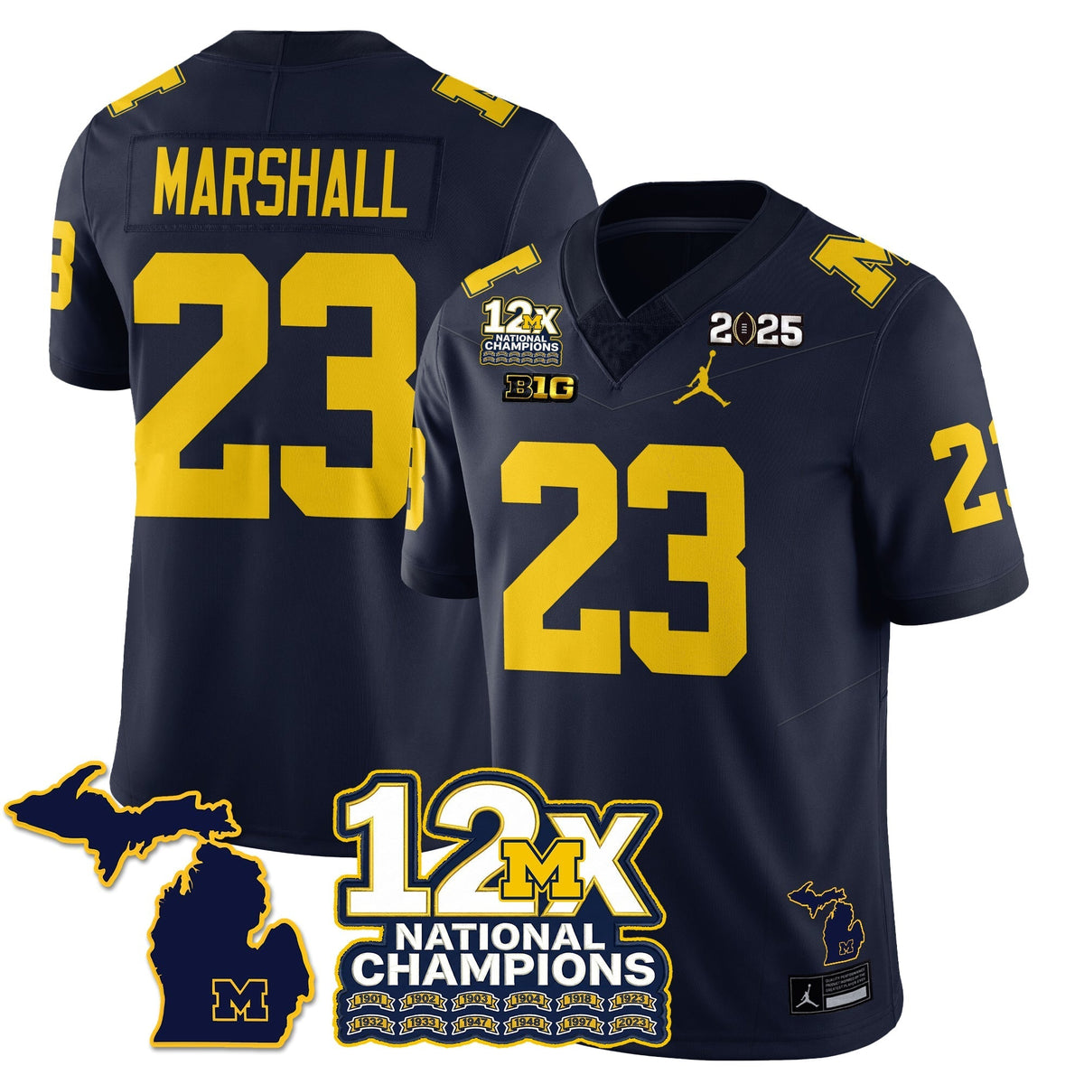 Michigan Wolverines 12x-Time National Champions Vapor Limited Football Jersey-Cuztomshoes
