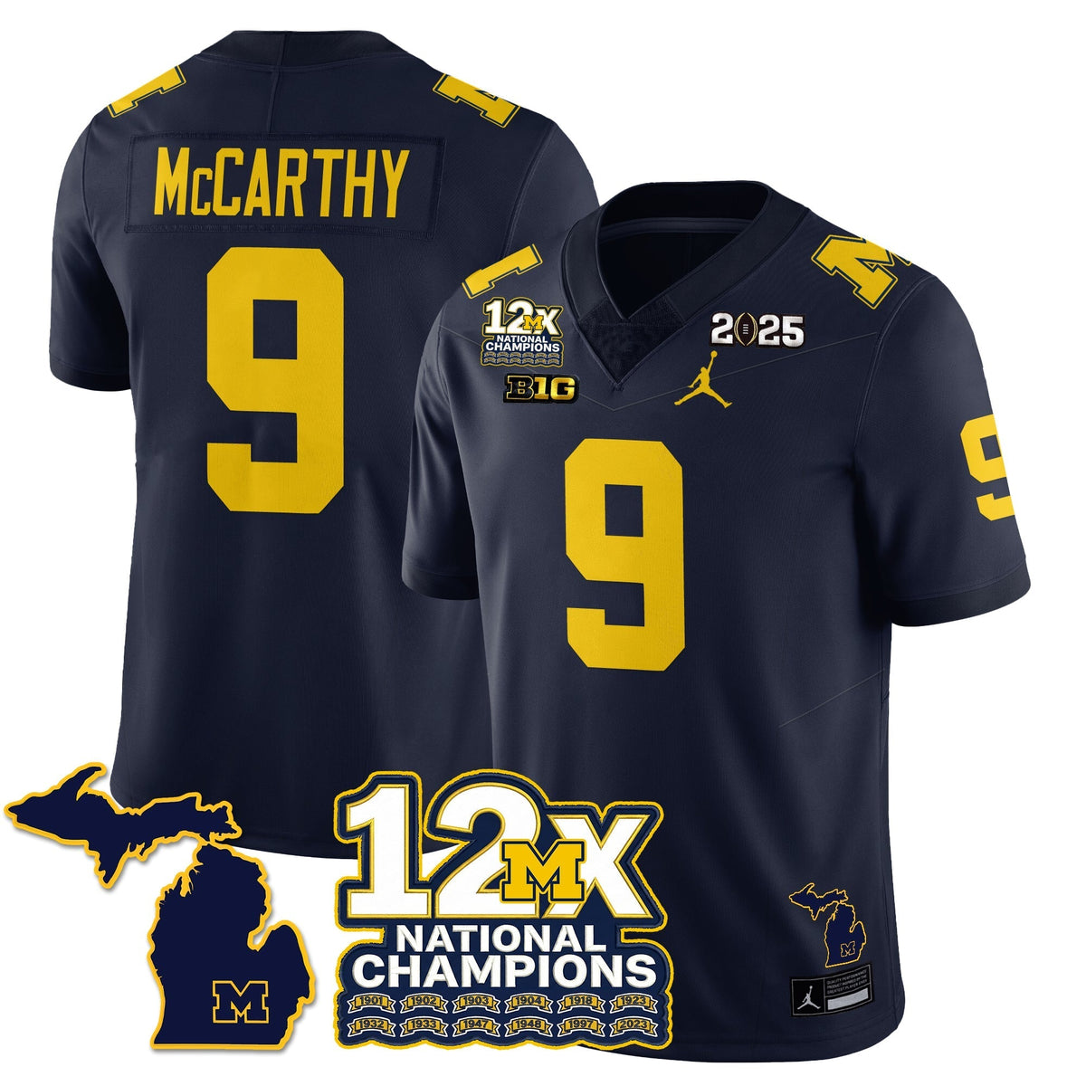 Michigan Wolverines 12x-Time National Champions Vapor Limited Football Jersey-Cuztomshoes