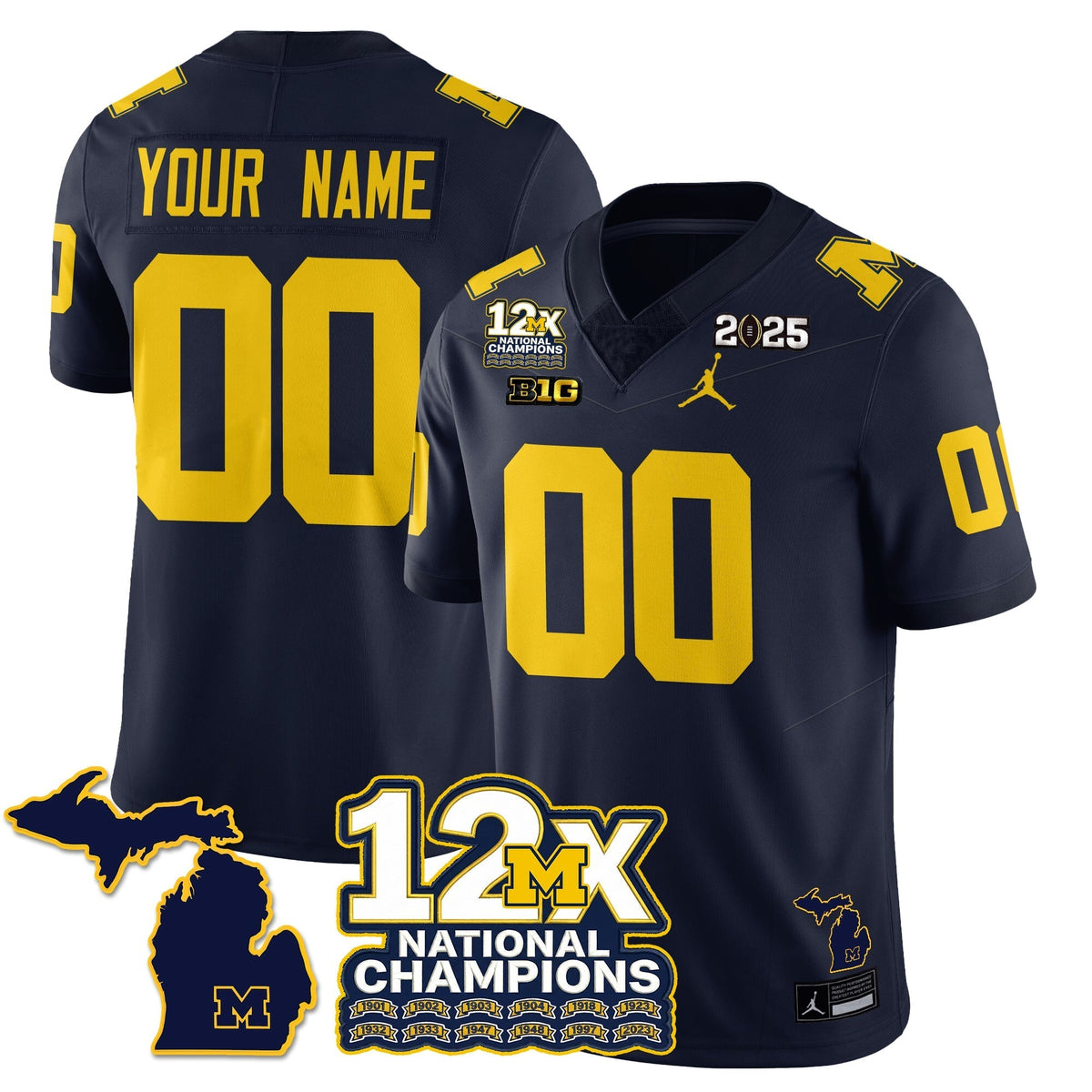 Michigan Wolverines 12x-Time National Champions Vapor Limited Football Jersey-Cuztomshoes