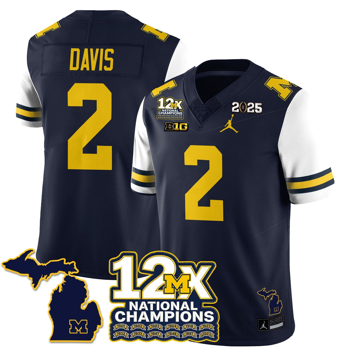 Michigan Wolverines 12x-Time National Champions Vapor Limited Football Jersey-Cuztomshoes