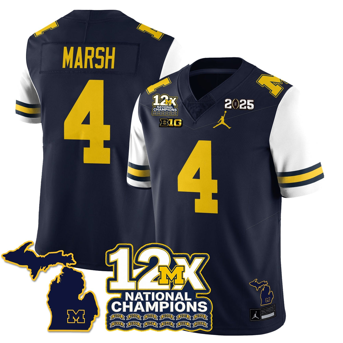 Michigan Wolverines 12x-Time National Champions Vapor Limited Football Jersey-Cuztomshoes