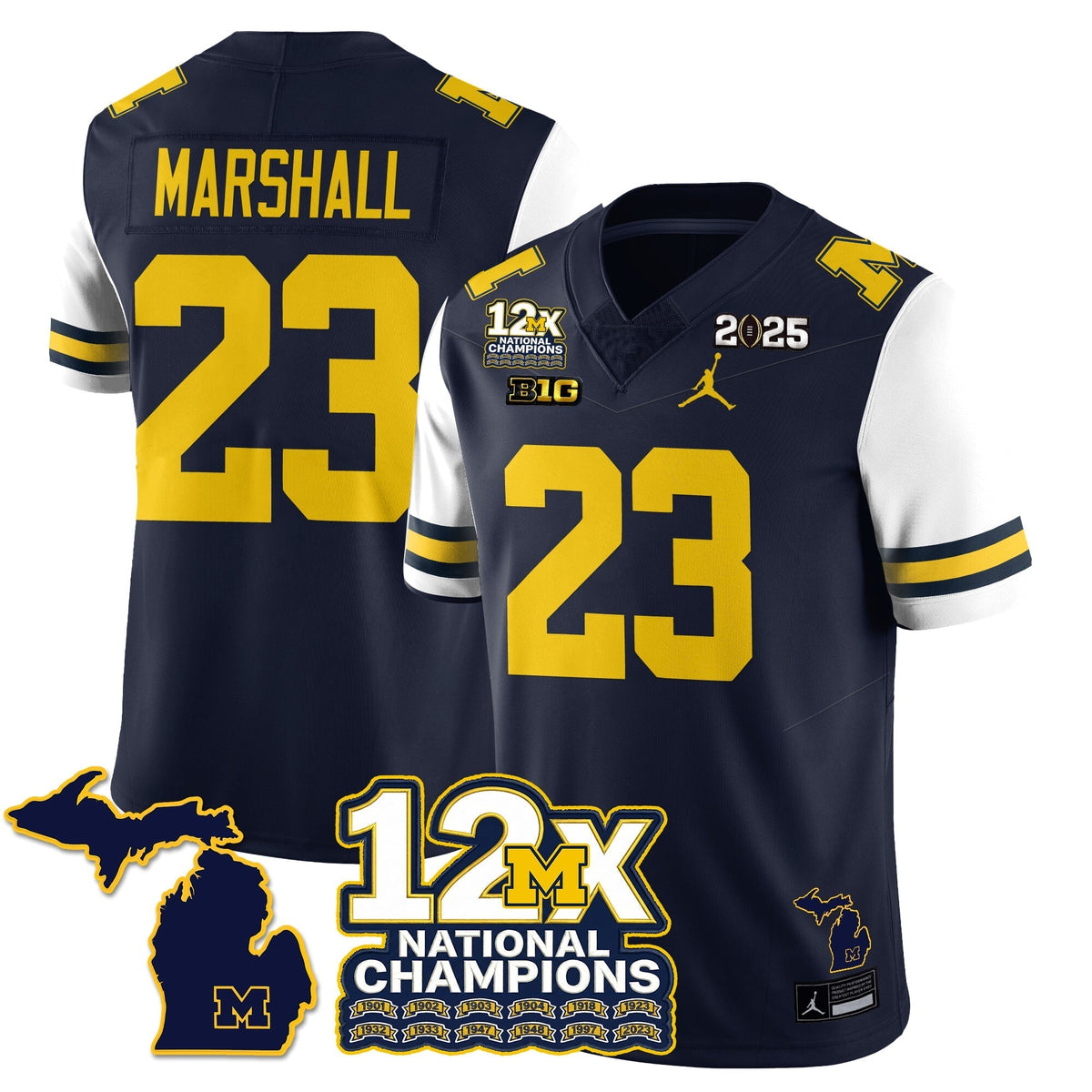 Michigan Wolverines 12x-Time National Champions Vapor Limited Football Jersey-Cuztomshoes