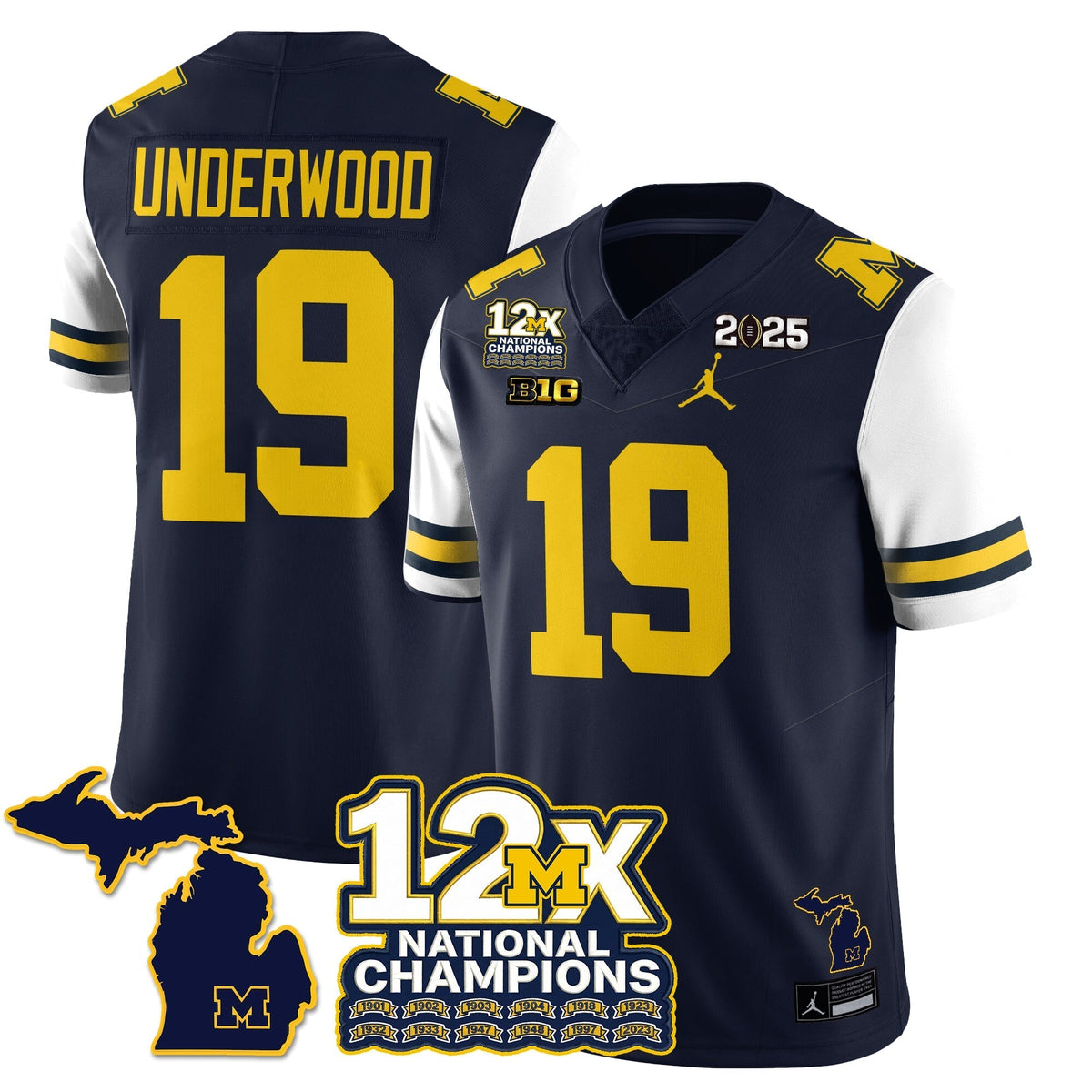 Michigan Wolverines 12x-Time National Champions Vapor Limited Football Jersey-Cuztomshoes