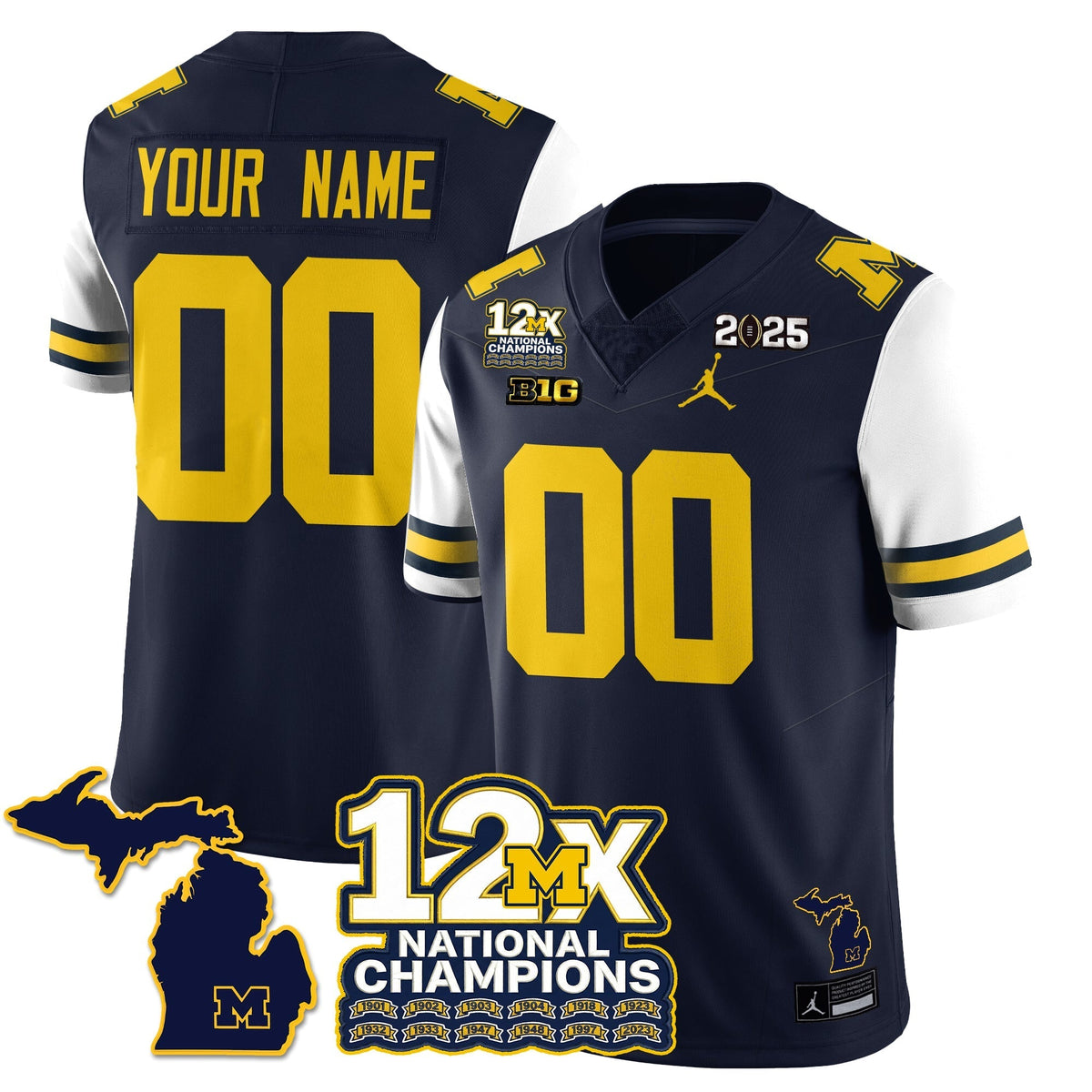 Custom MICH 12x-Time National Champions Vapor Limited Football Jersey-Cuztomshoes
