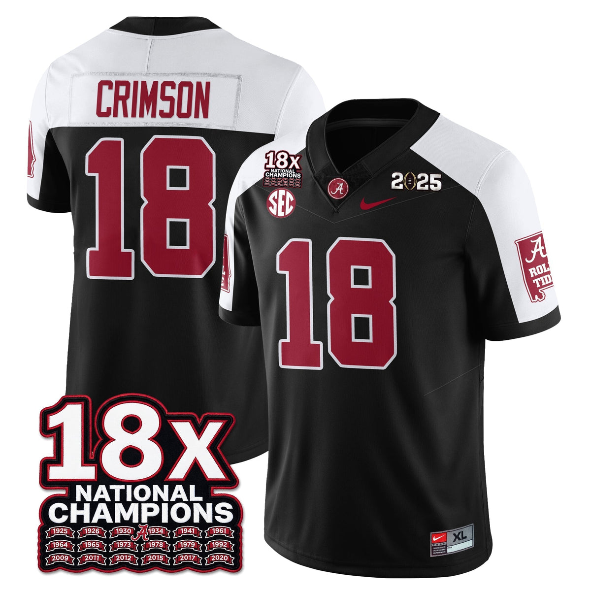 Alabama Crimson Tide 18x-Time National Champions Vapor Limited Football Jersey-Cuztomshoes
