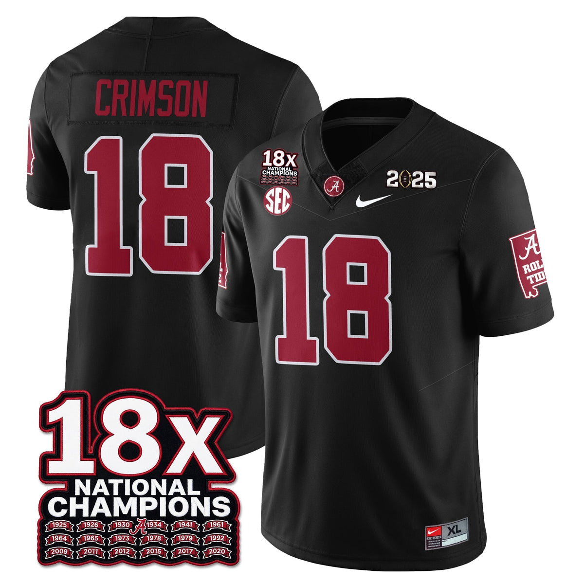 Alabama Crimson Tide 18x-Time National Champions Vapor Limited Football Jersey-Cuztomshoes