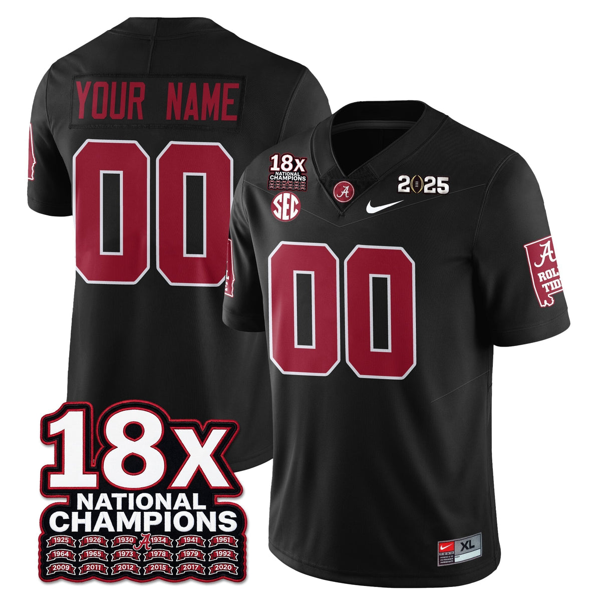 Alabama Crimson Tide 18x-Time National Champions Vapor Limited Football Jersey-Cuztomshoes