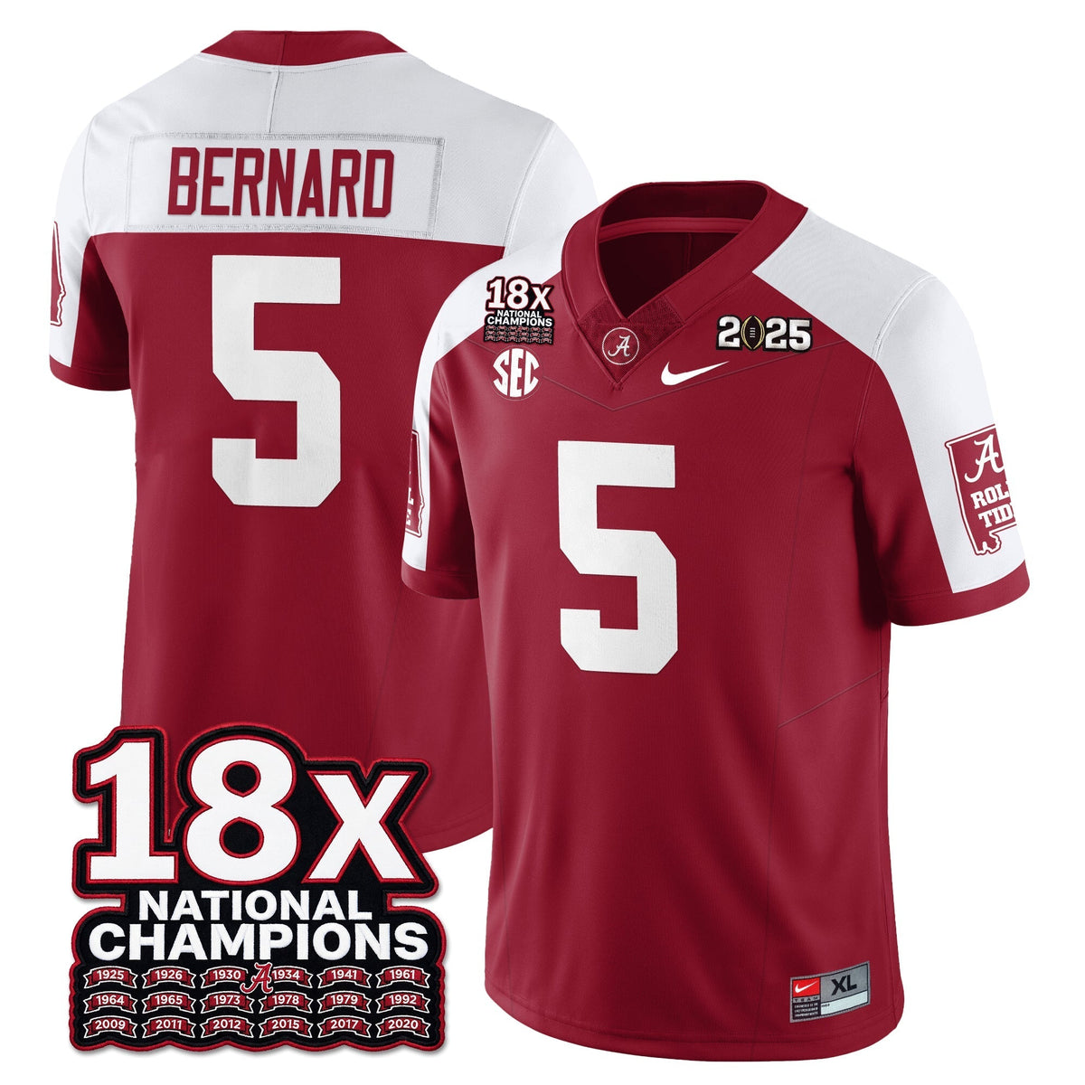 Alabama Crimson Tide 18x-Time National Champions Vapor Limited Football Jersey-Cuztomshoes