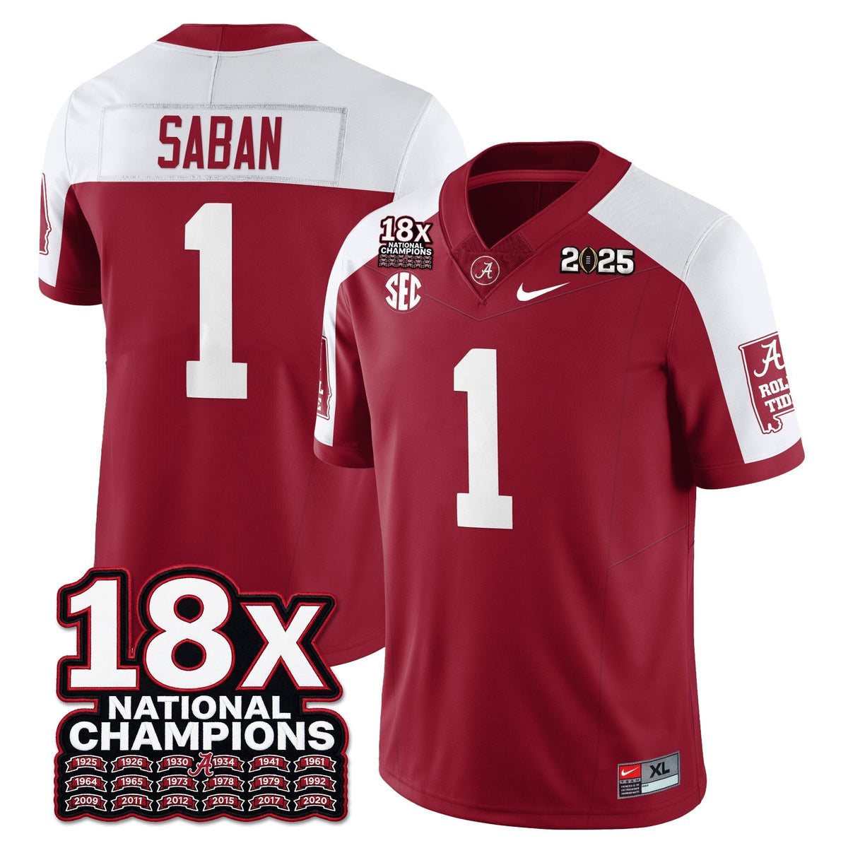 Alabama Crimson Tide 18x-Time National Champions Vapor Limited Football Jersey-Cuztomshoes