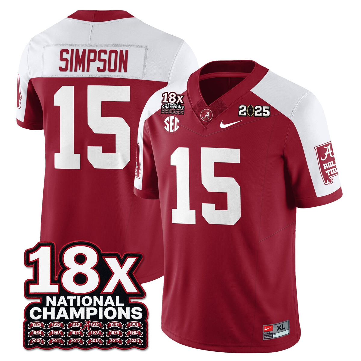 Alabama Crimson Tide 18x-Time National Champions Vapor Limited Football Jersey-Cuztomshoes