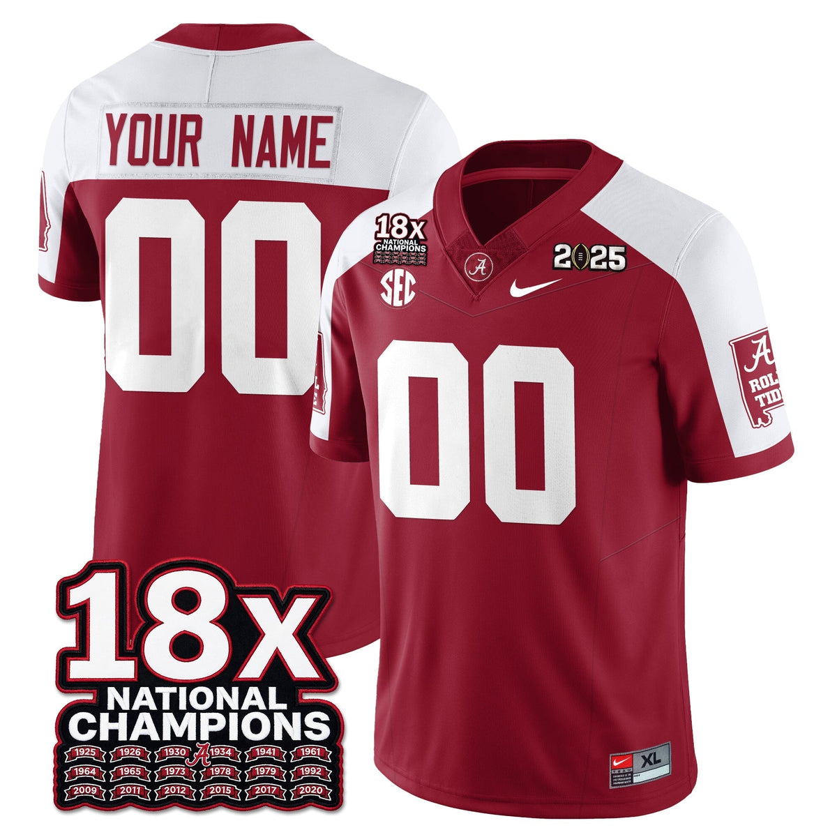 Custom BAMA 18x-Time National Champions Vapor Limited Football Jersey-Cuztomshoes