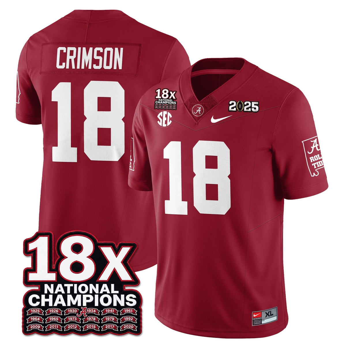 Alabama Crimson Tide 18x-Time National Champions Vapor Limited Football Jersey-Cuztomshoes