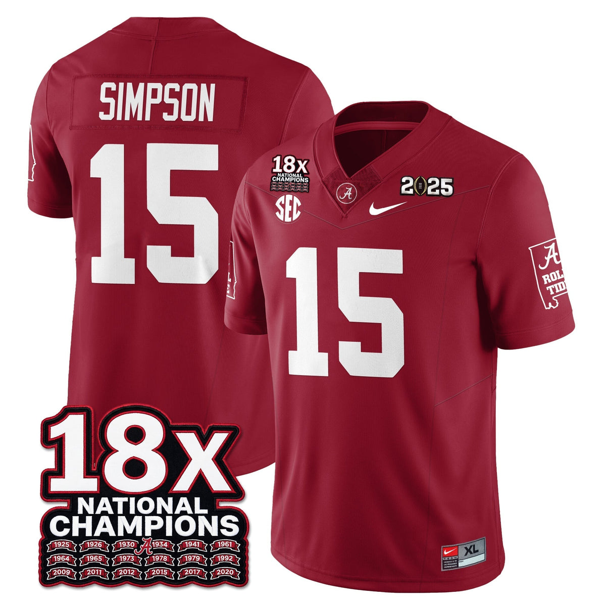 Alabama Crimson Tide 18x-Time National Champions Vapor Limited Football Jersey-Cuztomshoes