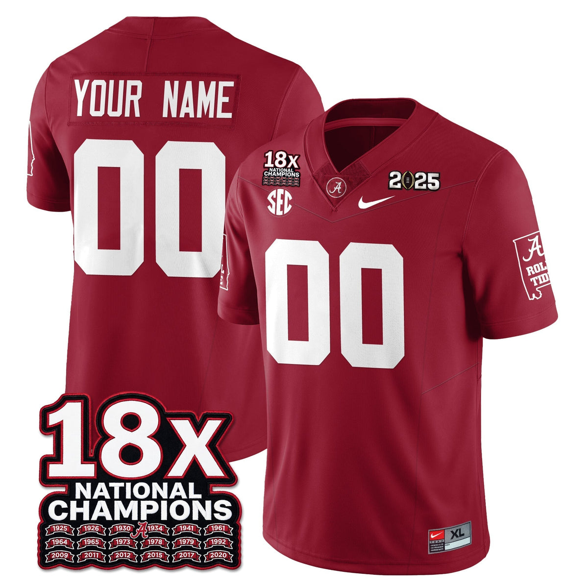 Custom BAMA 18x-Time National Champions Vapor Limited Football Jersey-Cuztomshoes