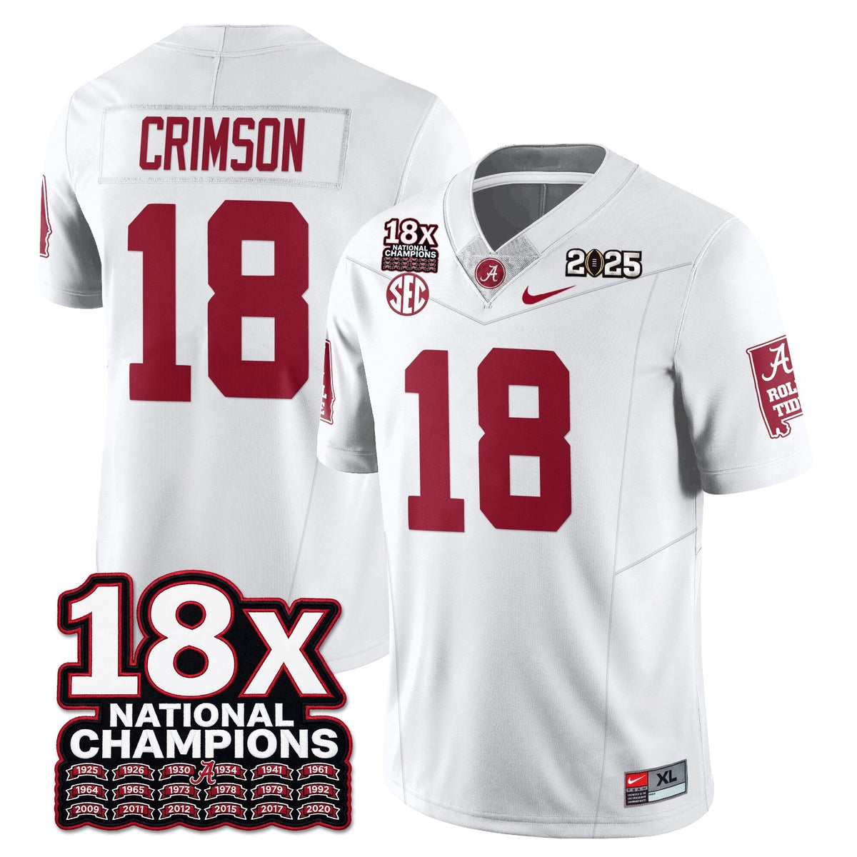 Alabama Crimson Tide 18x-Time National Champions Vapor Limited Football Jersey-Cuztomshoes